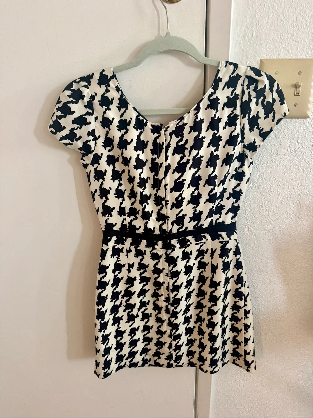 kate spade Black & White Houndstooth Fit-and-Flare Mini Dress